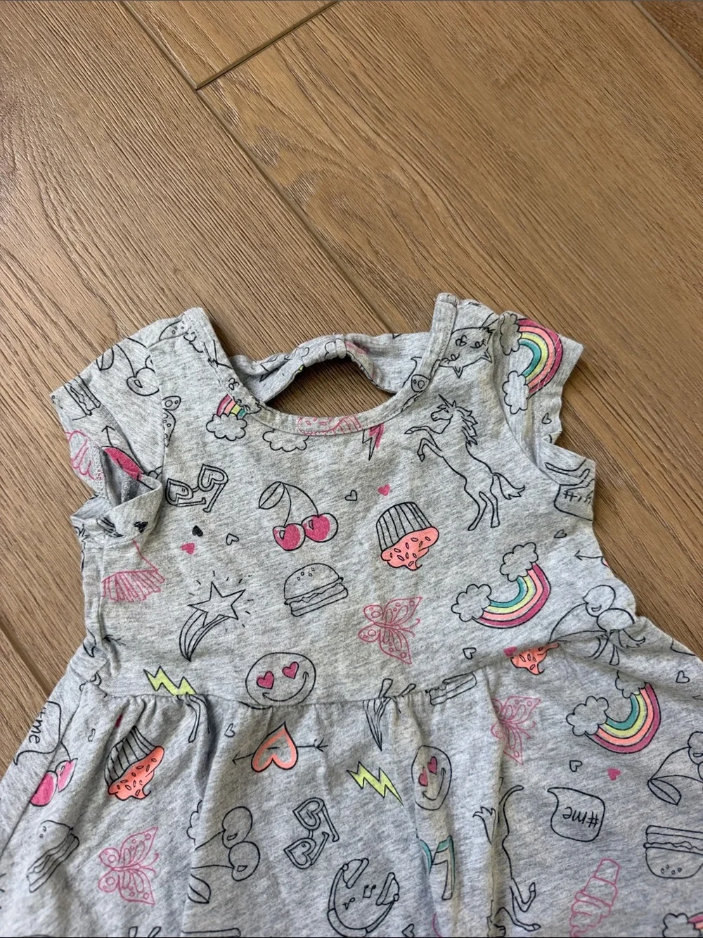 The Children's Place Gray Knit Dress with Colorful Icons